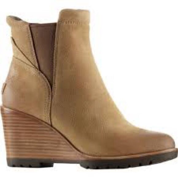 Sorel Tan Wedge Ankle Booties with Suede Finish - Picture 1 of 3